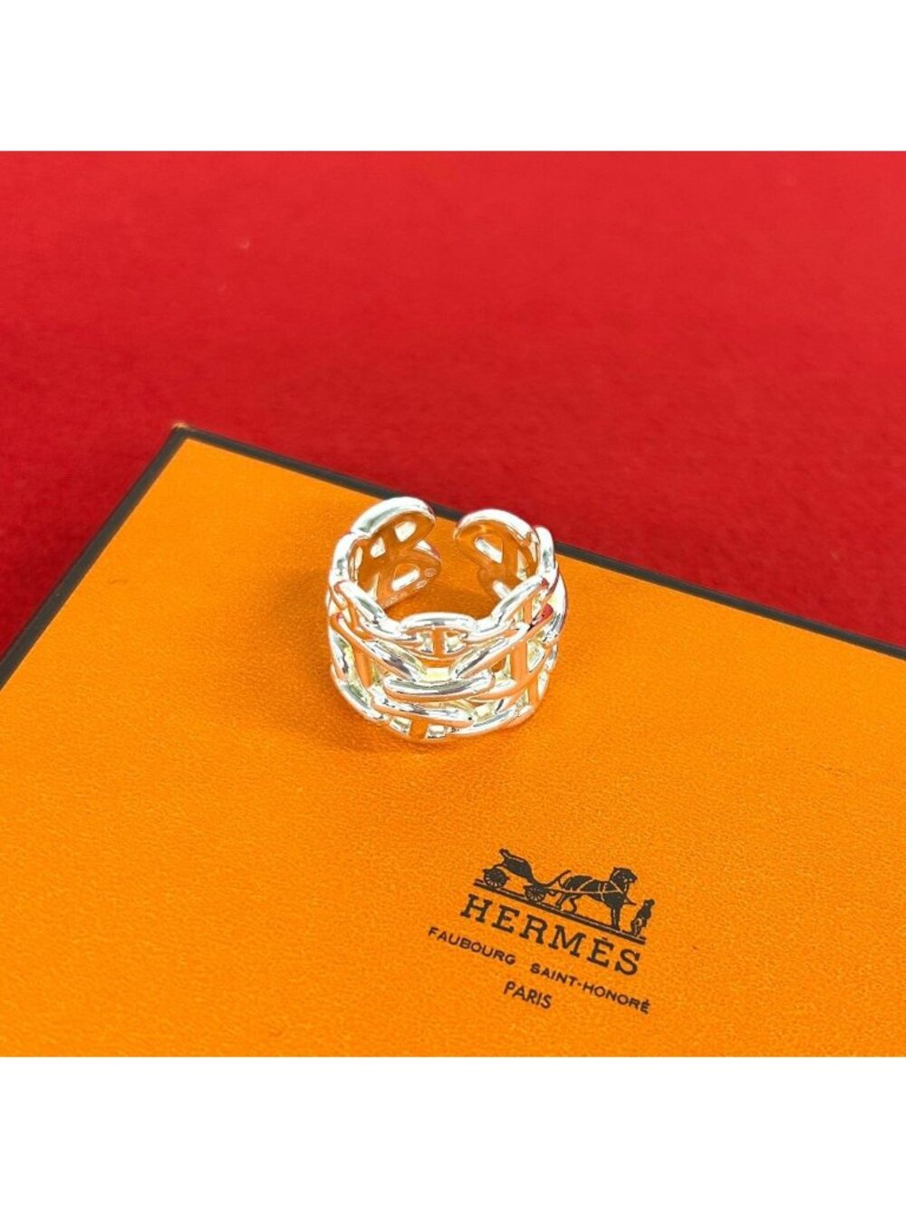 Hermes Enchainee GM Ring 925 Sterling Silver